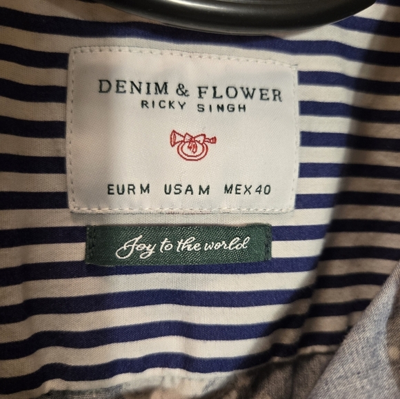 Denim And Flower Mens Button Down Cool Santa Shirt (Size M) - Picture 4 of 7